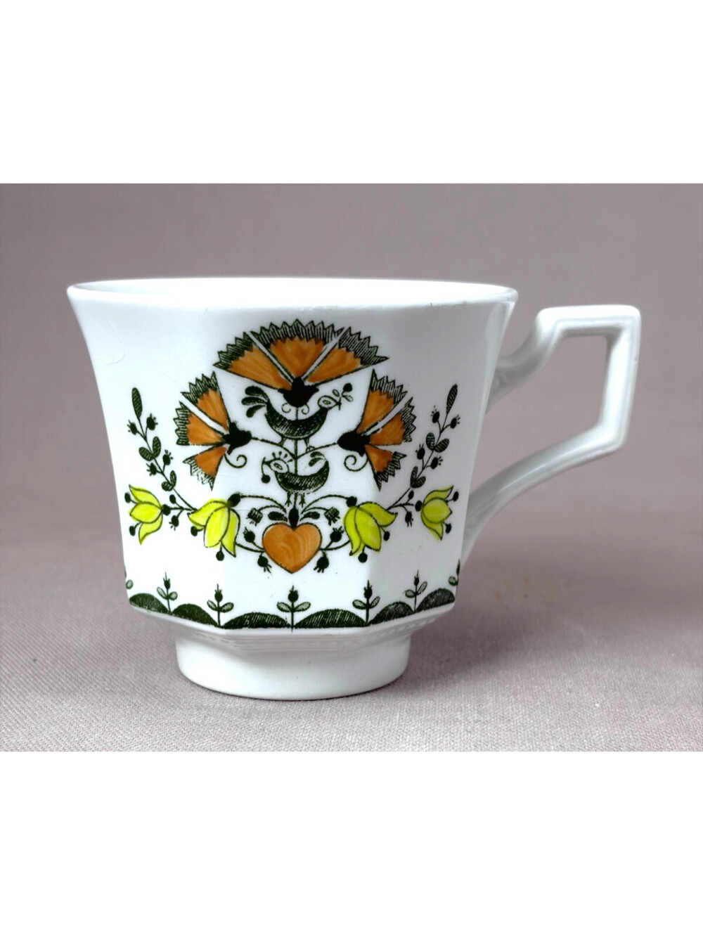 Vintage Lord Nelson England Tea Cup Pennsylvania Dutch Folk Art Paneled Mug